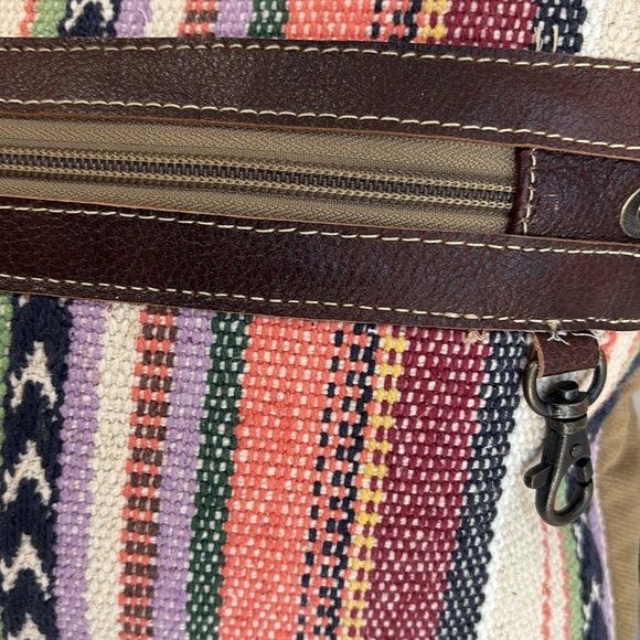 Myra Bag Striped Multicolor Canvas, Leather and Calfhair Shoulder/Crossbody Bag - Picture 8 of 11